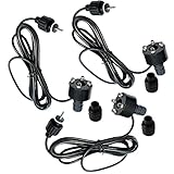 3er Set LED Quellsteinbeleuchtung Warm-Weiß 12V AC | Ersatzbeleuchtung für Springbrunnen & Wasserspiele | Ohne Netzteil | 2m Kabel | Doppelpin Standardstecker | inkl. 1/2" & 3/4" Schlauchanschlüsse