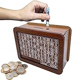 Spardose aus Holz, Retro Sparbüchse Aufbewahrungsbox, Wiederverwendbare Spardose mit Sparziel und Zahlen zum ankreuzen,Sparbüchse für Hilft Kindern und Erwachsenen Die Gewohnheit Zum Sparen Zu(1000€)