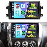 [4+64GB] Hikity 2 Din Android Autoradio für Suzuki SX4 2006-2013 Wireless Carplay Android Auto, 9" Bildschrim Bluetooth Auto Radio Navi Rückfahrkamera WiFi FM RDS Radio SWC