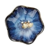 Binoster Keramik Schmuckschale,zimmer deko aesthetic room decor,Schlüsselablage,kleiner Ringhalter,Schmuckteller,Schmucktablett,Auffangschale,dekoration aesthetic,Nachttisch-Dekoration (Blue)