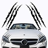 Monster Klaue Aufkleber, 2 Stück Augenbrauen Scheinwerfer Aufkleber Auto Wasserfeste Vinyl Decals Autoaufkleber Dekoration Monster Klaue AutoAufkleber Aesthetic Sticker (Schwarz)