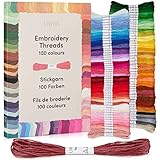 Stickgarn Set 100 Farben je 5 Meter: Schönes Garn Set zum Sticken, Knüpfen, Flechten, Basteln, Häkeln – Kreuzstich Set, Stick Set – Nähgarn von LIVAIA