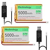 Meshnology 2PCS 3,7 V 5000mah 1S Lipo Batterie 105080 mit pH 2,0 USB Ladekabel für AR duino ESP32 Modulboard Drohne RC Car