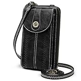 S-ZONE Damen Handy Umhängetasche PU Leder RFID Blockierung Vintage Handytasche mit Geldbörse zum Umhängen mit Kartenfächer Verstellbar Abnehmbar Schultergurt für Handy unter 6,7"