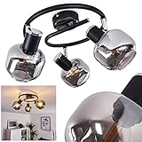 Deckenleuchte Lexington, runde Deckenlampe aus Metall/Glas in Schwarz/Chrom/Rauchglas, 3-flammig mit verstellbaren Strahlern, 3 x E14-Fassung max. 40 Watt, Deckenspot im Retro-Design, LED geeignet