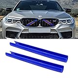 TTCR-II 2PCS Frontgrill Einsatz,Streifen Kühlergrill Einsätze Zierleiste, Kompatibel mit BMW 1er 2er 3er 4er 5er 6er 7er, F20 F21 F22 F23 F30 F31 F32 F33 F36 G30 G32 G11 G12 G14 Grill Streifen(Blau)