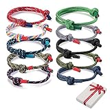 10 Stück Geflochtene Armbänder Set für Mann Frau,Bunt Marine Seil Schnur Nautische Surf Armband für Männer Herren jungen,Handgemachtes Navy Seil String Armreif Einstellbar Armkettchen Geschenk