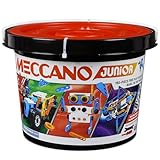 BANDAI - Meccano Junior Fass 150 Teile - Konstruktionsset 5 Modelle, 2 Werkzeuge, Anleitung, Aufbewahrungseimer - Aktivitäts-Kit Zusammenbau Spielzeuge & Fahrzeuge - Spielzeug ab 5 Jahren - APM19103