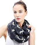 Lina & Lily Damen Loop Schal Rundschal Schlauchschal Hirsch Muster (Dunkelgrau)