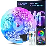 HOVVIDA LED Strip 10M, 1 Rolle, 30 LEDs/Meter, RGB LED Streifen, 300 LED, APP und Fernbedienung, Musikmodus, Timing-Modus, LED für Zimmer, Wohnzimmer, Küche, Schlafzimmer, Bar, Party