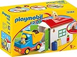 PLAYMOBIL 1.2.3 70184 LKW mit Sortiergarage, LKW durch Garagendach mit passenden Löchern für Ladung befüllbar, ab 1,5 Jahren