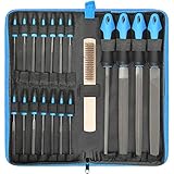 Feilen-Set, massway Werkstattfeile Satz 19 tlg. Feilensatz inkl. Flachfeile Halbrundfeile Rundfeile Dreikantfeile Nadelfeile Schlüsselfeilen für Werkstatt, Schreinern und Heimwerken