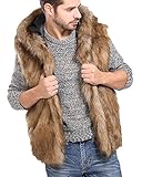 DianShaoA Herren Faux Pelz Kapuzenpullover Mit Kapuze Mantel Weste Pelzmantel Ärmellos Mantel Fellweste L