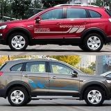 LYABYT 2 STÜCKE Auto Tür Seitenaufkleber Sport Vinyl PVC Film Aufkleber Auto Karosserie Dekoration DIY Tuning Zubehör, für Chevrolet Captiva Motor