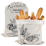Pavlleen 2 Stück Brotbeutel Leinen mit TPU Innenfutter 45x35cm, Brotsack zum Frischhalten Leinen, Brottasche für Brotaufbewahrung, Leinen Brottüten für Selbstgemachtes Brot, Bread Bag mit Innenfolie
