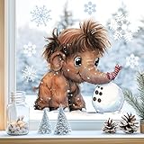 Sunnywall Fensterbilder Winter für Kinder Tiermotive in Winterszene als statisch haftende Fenstersticker, WIEDERVERWENDBAR (Mammut, A4 Bogen)