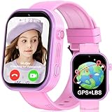 clleylise Smartwatch Kinder mit GPS und Telefon, 4G Kinder Smartwatch, Voice Chat, SOS IP68 Wasserdicht Spiel Wecker Touchscreen, Smart Watch für Jungen Mädchen 4-16 Jahre (4g Rose)