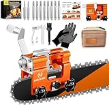 kettenschärfgerät, Tragbar kettensägen schärfgerät mit 10 Schleifköpfen, Motorsägen kettensäge schärfgerät, Zahnschärfer, Handkurbeln Kettensägenschärfer für 4"-22"
