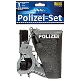 Idena 8040007 - Polizei Set, Pistole, Halfter und Handschellen, Spielset, Mottoparty, Karneval (Polizei Set)