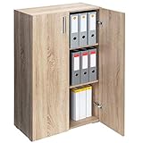 Deuba Kommode Vela 3 Fächer 2 Türen 115,5 x 60 x 31cm Holz Ordner Bücher Aktenschrank Mehrzweckschrank Standschrank Eiche