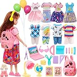 30 Kleidung Schuhe Zubehör für 6 Zoll 15 cm Puppen 3 Kleider 3 Oberteile 3 Hose 2 Paar Schuhe 1 Luftballons 18 Schulspielzeug für Puppen