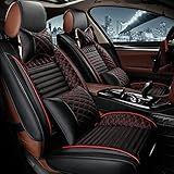 Auto-SitzbezüGe für Mercedes Benz C-Class T-Modell Wagon C180 / C200 Avantgarde AMG Line Wagon 5-Sitze, Leder Luxus Voll Vorderseite Und RüCkseite SchonbezüGe, Auto-ZubehöR Schonbezug