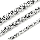 HSWYFCJY Herren Königskette Silber 316L Edelstahl Halskette 4 mm Byzantinische Kette Halskette für Herren Hip Hop Punk Halskette 51 cm Schmuck Geschenk für Männer