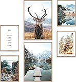 MUUDLY® Premium Poster Set, Moderne Wandbilder für Wohnzimmer und Schlafzimmer, 2 x A3 & 4 x A4, Bilder als Wanddeko (Natur, ohne Rahmen)