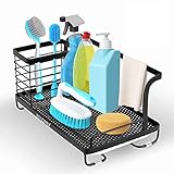 RENOPAX Spülbecken Organizer Edelstahl, Küchen Organizer - Kitchen Organizer - Spültuchhalter Spüle Organizer (Edelstahl Schwarz)