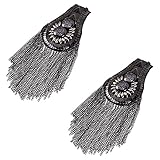 LIXBD Schulterklappen mit Quasten und Nieten, für Damen und Herren, Westernzubehör, silberfarben (Farbe: wie abgebildet), 2 Stück