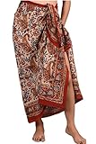 INDACORIFY 100% Baumwolle, handbedruckter Sarong für Damen, Badeanzug, Wickelrock, Strand-Bikini-Wickelrock, Pareo-Schal, Stola für Damen (Design-23)