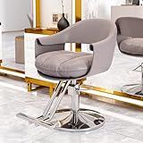 FZSERUN FrisöRstuhl, Friseurstuhl, Heimfriseur Friseursalon Stuhl, Mit Hochleistungs Hydraulikpumpe, 360° Schwenkbares Beauty GeräT, FüR Friseur,Grau,01