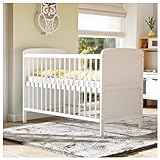 Baby Delux Babybett 70x140 cm weiß Kinderbett umbaubar zum Juniorbett Natalie Gitterbett Kiefer Massivholz mit Beißschienen