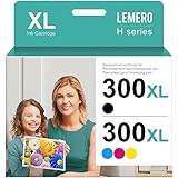Lemero 300XL Patronen Kompatibel für HP 300 Druckerpatronen Schwarz Farbe Multipack für HP Deskjet F4580 F4280 F2440 D2530 D2680 Envy 110 114 Photosmart C4635 C4795 D110a(Schwarz/Farbe,2-Pack)