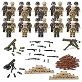 Camptrip Waffen Militär Set für Figuren,30 Mini Soldier Action Figures mit 1 Maschinengewehr 2 Enthält Mörser 1Bodenplatte 20 Sandsack,Ww2 Armee Waffen Spielzeug für Geschichtsinteressierte