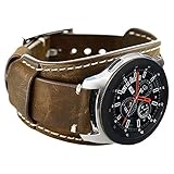 CooBES Kompatibel Mit Samsung Galaxy Watch 6 Classic 43mm 47mm, 42mm/3 41mm/4 40mm 44mm Classic 42mm 46mm/Active 2 40mm 44mm, 20mm Leder Uhrenarmband Cuff (20mm, Kaffee)