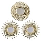 BONNYCO Spiegel Rund Gold 3 Stück Spiegel Klein Wanddeko Wohnzimmer Haus Schlafzimmer | Wandspiegel zum Aufhängen Deko | Dekorative Wandspiegel Vintage,Originelles Geschenk für Frauen Mama