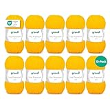 Gründl Wolle Lisa Premium uni - 10 x 50 g - Wolle zum Häkeln - Wolle zum Stricken - 100 % Polyacryl- Weich & Pflegeleicht- Nadelstärke 3,5-4,5 - Gelb