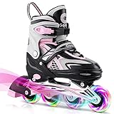Gonex Inliner für Kinder, Inline Skates für Mädchen Jungen Einstellbarer Größe 31-42, Rosa L