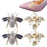 JUGUTA Schuhpflegeprodukte & Zubehör, 4 Stück Schuhclips Mit Bienen-Motiv Bienen-Schuhschnallen Schuhclips Mit Strasssteinen Metall-Schuhclips Für Damen Abnehmbare
