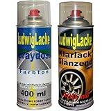 Sprayset für BMW Titansilber Farbcode 354 Baujahr 1997-2005 Metallic Lack - Eine Spraydose Basislack 400 ml und eine Dose Klarlack glänzend 400ml. Beide Spraydosen enthalten 1K Autolack.
