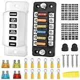 bssmmai 6 Fac KFZ Sicherungskasten 12v, KFZ Sicherungshalter 12v, Ausgestattet mit 5A, 10A, 15A, 20A Auto Sicherungen, Auto-Sicherungskasten mit Staubschutz und DIY-Autoaufkleber