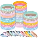 Harrycle 36 Stück Kinder Motivationsarmbänder Silikon Armbänder mit Positiven Sprüchen Mutmacher Geschenk Motivierende Gummiarmbänder Kindergerburtstag Mitgebsel für Teenager Kollegen Mitarbeiter