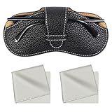 Qufiiry Brillenetui Weich, Leder Sonnenbrillen Taschen, Mode Brillen Etui, Tragbare Sonnenbrillen Aufbewahrung, Modischer Brillentasche für Männer und Frauen Im Freien(Schwarz)