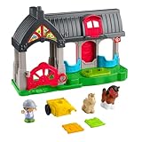 Fisher-Price Little People Spielzeug für Kleinkinder, Spielset Niedlicher Pferdestall mit Geräuschen, Figuren und Zubehör für Kinder ab 1 Jahr, HWR84