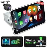 Android Autoradio mit Navi 9 Zoll Bildschirm Eingebaut DAB+ Wireless Android Auto & Wireless Carplay 1 Din Auto Radio Touch Display mit Bluetooth WiFi 4G GPS 8 Core 2G+32G AM/FM RDS Rückfahrkamera
