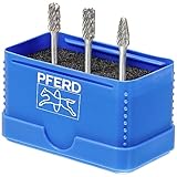 PFERD Hartmetall-Hochleistungskleinfrässtift Set, 3-teilig | Zahnung ALLROUND, Schaft-ø 3 mm, Frässtift-ø 6mm | 21901404 – für den universellen Einsatz auf den wichtigsten Werkstoffen