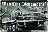 WOGEKA ART Retro Blechschild - Tiger Panzer - Deutsche Wehrmacht - Soldat Schild als Geschenk-Idee Geburtstag Weihnachten Deko 20x30 cm Vintage-Design Metall 1394