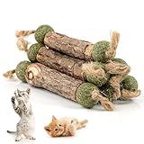 Svalor Katzenminze Sticks Set, 6 Stück Matatabi Katzensticks mit Katzenminze Ball, Natürlich Interaktives Katzenspielzeug Zum Schleifen von Zähnen für Katzen, Beißen, Kauen