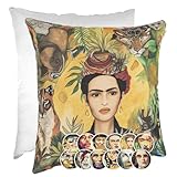 Kissenbezug Dekokissen Gobelin Kissen Sofakissen Kissenbezüge Kissenhülle Zierkissen Pop Art Motiv beidseitig Bedruckt Frida Tiger 40x40cm mit Füllung